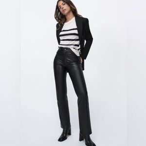 Zara The 90S Wide Leg Leather Woman’s Pants Size 8